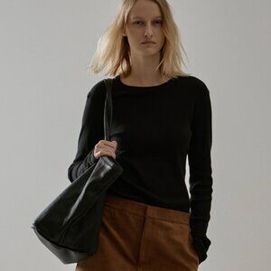 FACADE Black Wool Crewneck Long Sleeve Sweater Top Size M/L